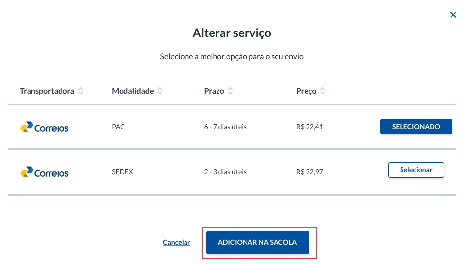 modal seleção de serviço - correios.png