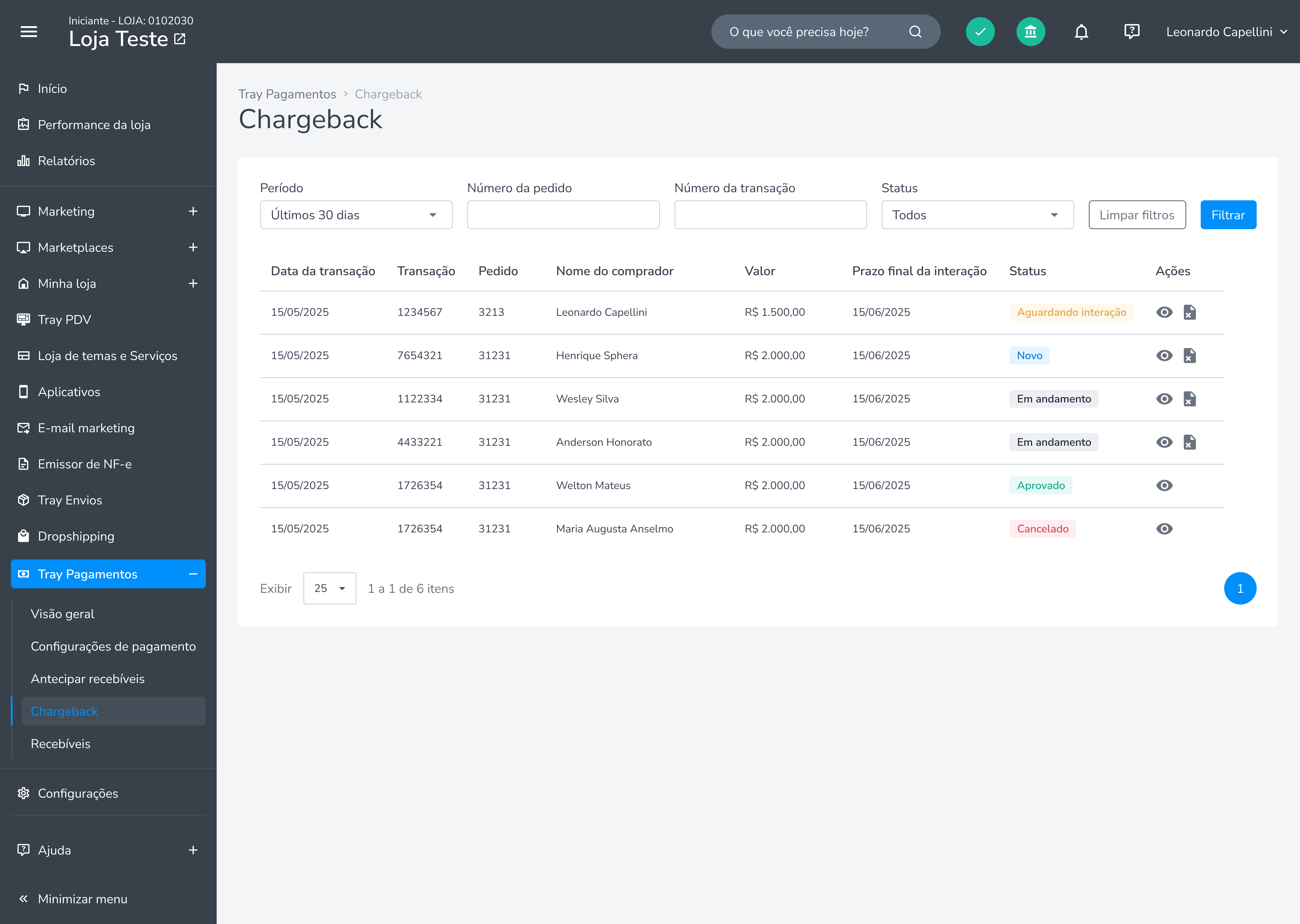 Tray Pagamentos - Listagem de Chargeback 1.2.png