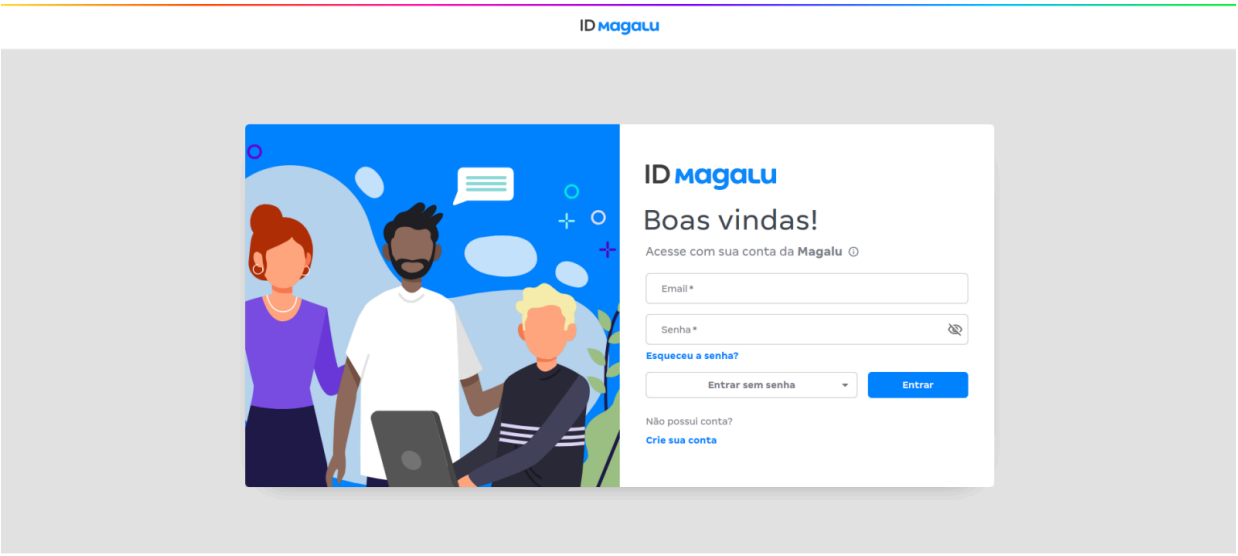 Tela de login do Magazine Luiza (Magalu).