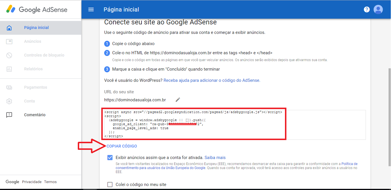 Código de integração